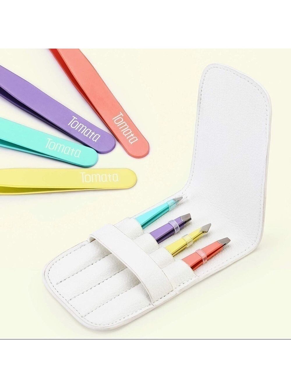 NEW-4PC Multi Color Precision Hi Qlty Stainless Steel Tweezer Set & Leather Case